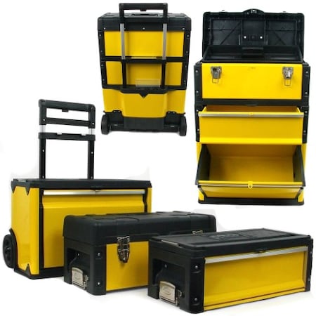 Fleming Supply 3-tier Fleming Supply Portable Rolling Toolbox Stacking Mobile Workshop with Drawers, Bin and Handle 943096ZRV